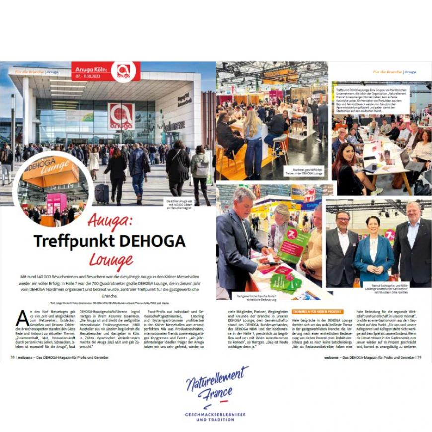 Groupement Naturellement France dans le magazine Welcome de DEHOGA Nordrhein e.V. 🇩🇪